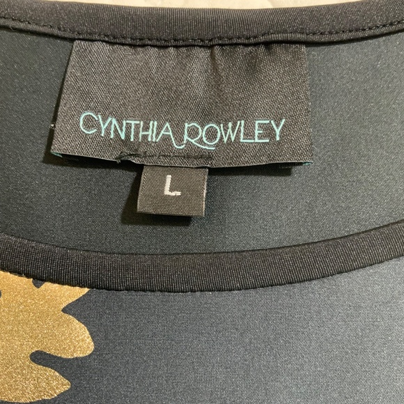 Cynthia Rowley Women’s Tank Top Size Large Black Scuba-Like Floral Print (F14) - Picture 3 of 5